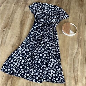 GAP Blue One Shoulder Flutter Sleeve Dress